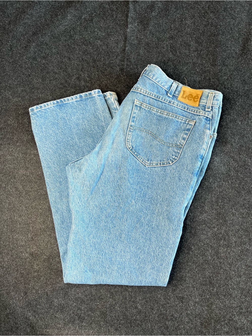 Vintage Lee Straight Leg Jeans 90s Men’s 40x34 Lazy S Stitch Medium Blue Wash
